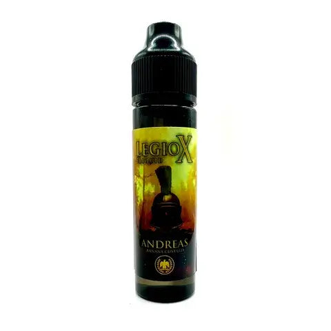 Andreas by LegioX Banana Custard E-Liquid bottle, UK made vape juice, 100ml shortfill.