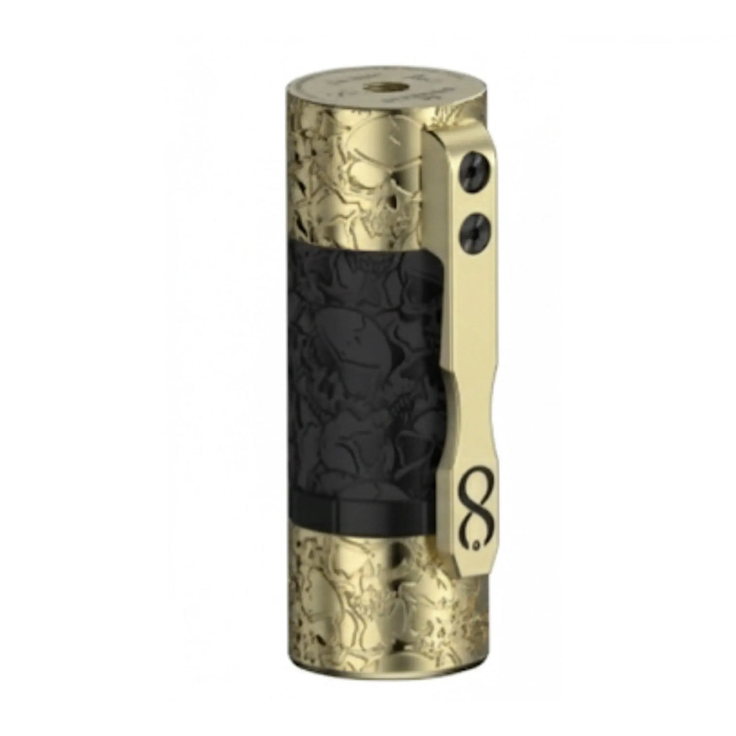 Hyperion V2 by Infinite Modz x ThunderCloud | 21700 Mech Vape Mod with detailed gold design and black grip.