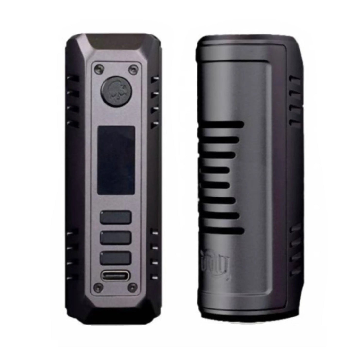 Odin Mini Mod in black color showing front and back view, designed for compact vaping experience.
