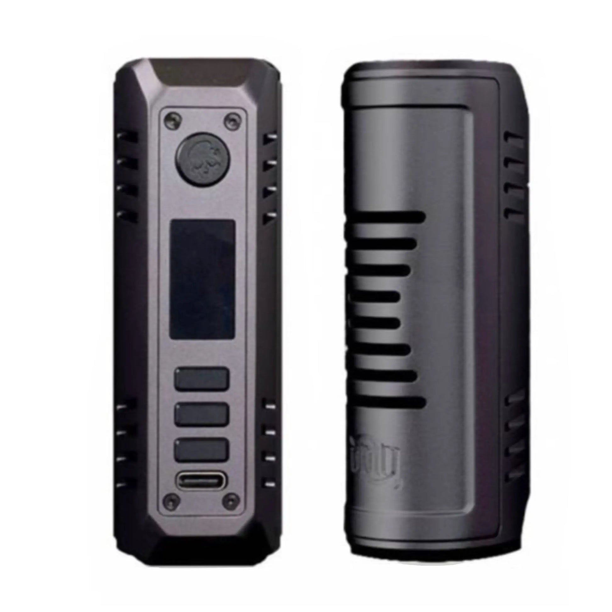 Odin Mini Mod in black color showing front and back view, designed for compact vaping experience.