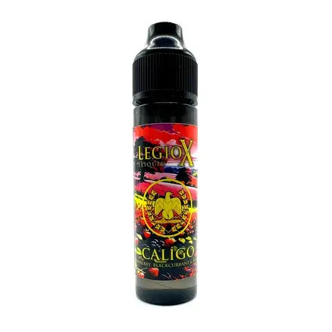 Caligo E-Liquid by LegioX with Strawberry, Blackcurrant & Rhubarb flavor in 100ml Shortfill bottle.