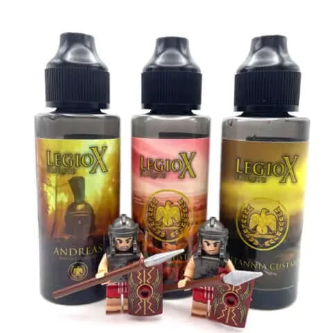 LegioX E-Liquids main collection image with 100ml bottles