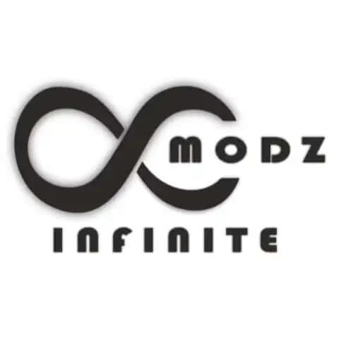 Logo of Infinite Modz featuring an infinity symbol and custom design elements.