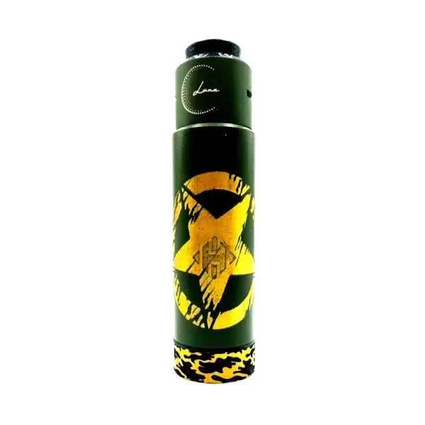 Hydra 21700 Mech Tube by Infinite Modz, handmade exclusive for LegioX, vibrant design with yellow and black pattern.