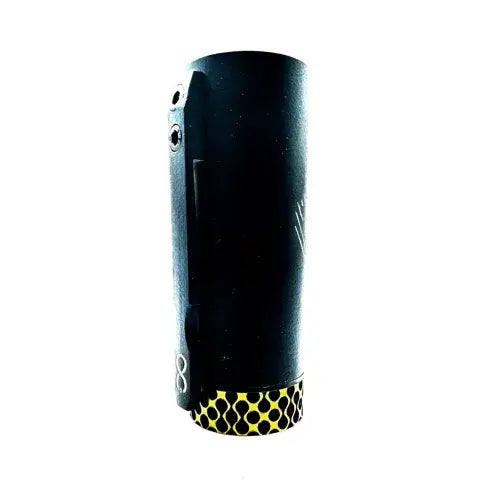 Hydra 21700 Vape Mech Tube Mod by Infinite Modz, black with yellow accents, exclusive to LegioX, handcrafted for versatile vaping.