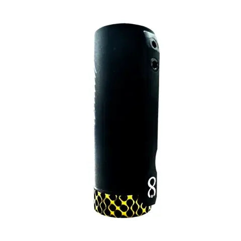 Hydra 21700 Mech Tube Mod by Infinite Modz, handmade with 25mm diameter, exclusive to LegioX, showcasing black and yellow design.