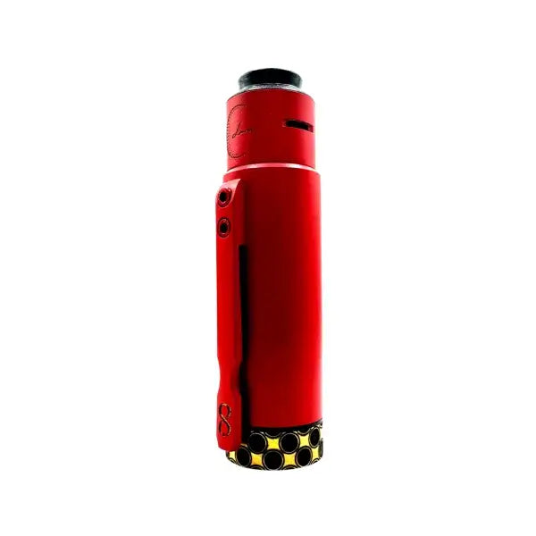 "Hydra 21700 Mech Tube Mod by Infinite Modz in red with unique design, available in 25mm or 28mm diameter, exclusive to LegioX"