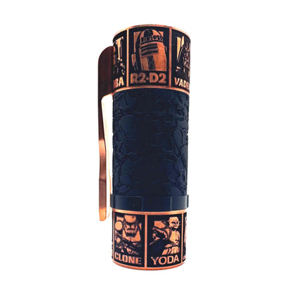 Star Wars-themed vape mod with character designs on a white background