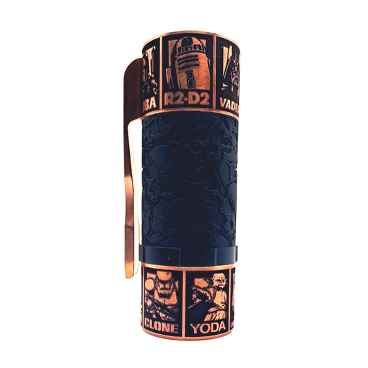 Star Wars-themed vape mod with character designs on a white background