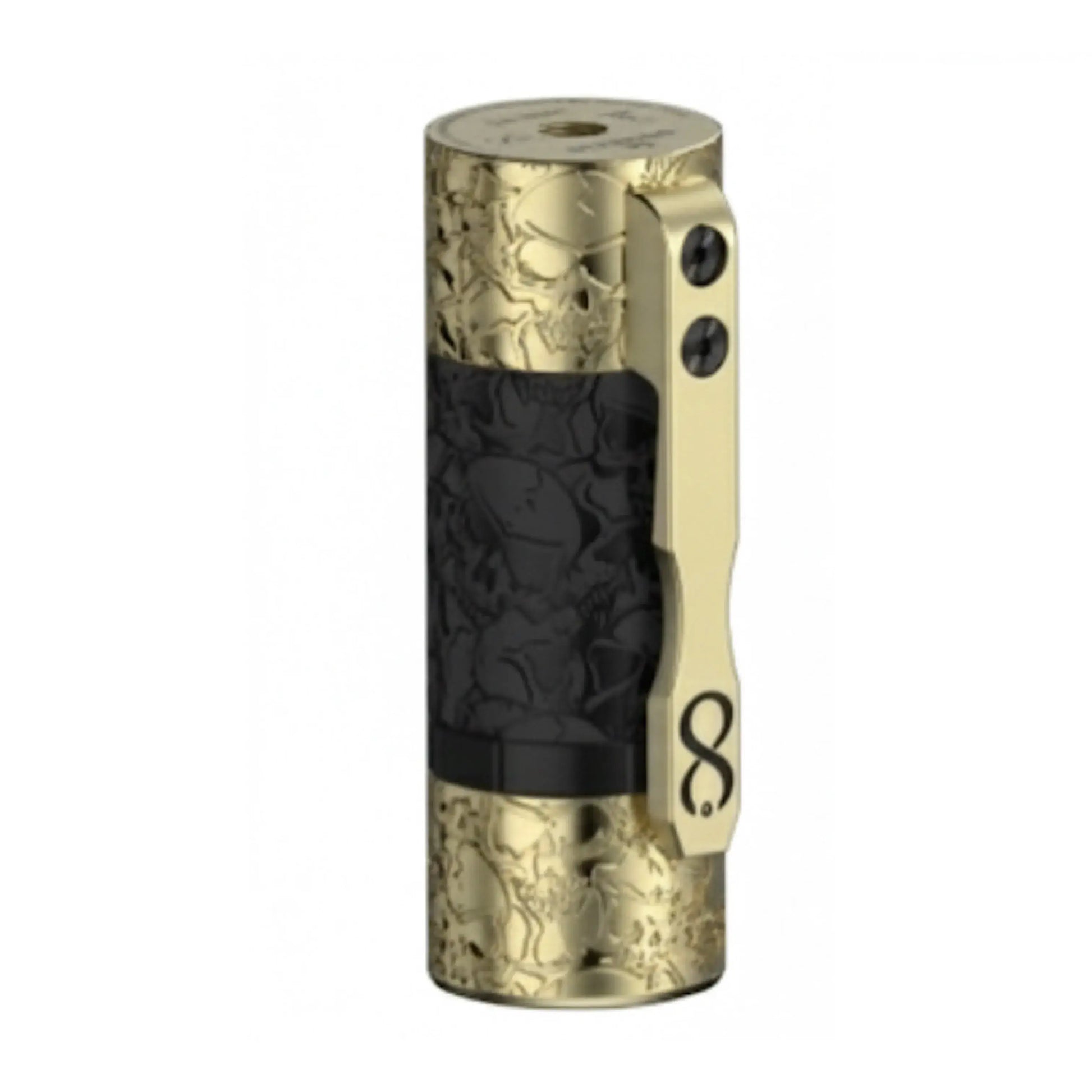Hyperion V2 by Infinite Modz x ThunderCloud | 21700 Mech Vape Mod with detailed gold design and black grip.