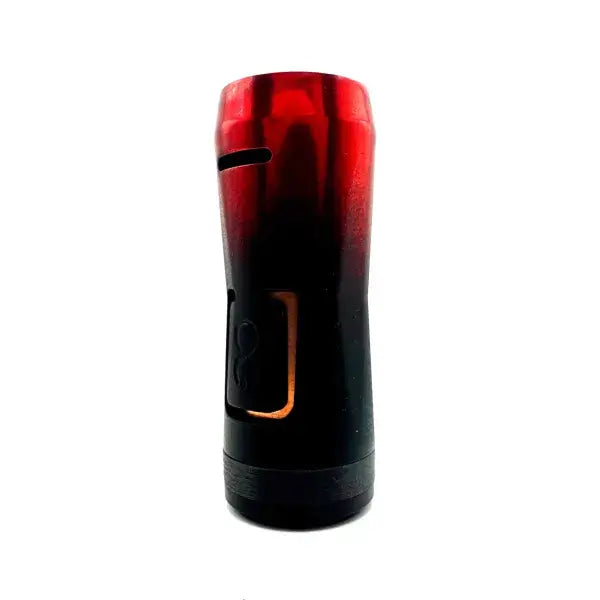 Orion 28mm 21700 Mech Vape Tube by Infinite Modz in black and red design, handcrafted for mechanical vaping.